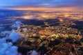 Leiden from the sky at night night Royalty Free Stock Photo