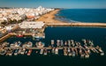 Beautiful aerial cityscapes of the tourist Portuguese city of Quarteira