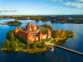 Beautiful drone landscape image of Trakai castle Royalty Free Stock Photo