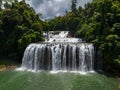 Aerial drone survey of Tinuy an Falls in Bislig, Surigao del Sur. Philippines. Royalty Free Stock Photo