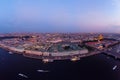 Beautiful aerial evning view in the white summer nights of St Petersburg, Russia, Hermitage at sunset, palace square, St Royalty Free Stock Photo