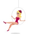 Aerial Female Gymnast on Ring Cartoon Character