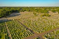 Beautiful aerial image of a cemetery landscape