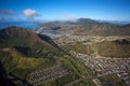 Beautiful Aerial Koko Head Crater with Hawaii Kia and Diamondhead Crater Oahu Hawaii Royalty Free Stock Photo