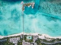 Beautiful aerial lagoon view with beach and bridge at the tropical island Royalty Free Stock Photo