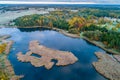 Beautiful aerial lake landscape in fall