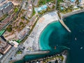 Beautiful aerial landscape with Anfi beach and resort, Gran Canaria, Spain. Royalty Free Stock Photo