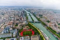 Beautiful aerial landscape of Seine river across