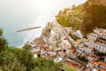 Beautiful aerial landscape view of Atrani from Ravello, Amalfi coast, Italy on natural background Royalty Free Stock Photo