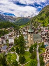 Beautiful aerial view of Zermatt Valley and Matterhorn Peak, Switzerland Royalty Free Stock Photo