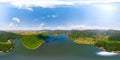 Beautiful 360 aerial panorama of Bovan lake near Sokobanja and Aleksinac in Serbia