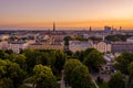 Beautiful aerial panorama of Riga center and Vansu bridge over D Royalty Free Stock Photo