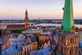 Beautiful aerial panorama of Riga center and Vansu bridge over D Royalty Free Stock Photo
