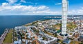 Beautiful aerial panoramic view of the Malmo city in Sweden.