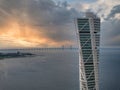 Beautiful aerial panoramic view of the Malmo city in Sweden.