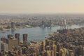 Beautiful aerial panoramic view at Manhattan cityscape and Hudson River. New York. Royalty Free Stock Photo