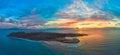 Beautiful sunrise over Lobos Island, Corralejo, Fuerteventura Royalty Free Stock Photo