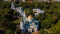 Beautiful aerial photo of ancient historical ortodox christian cathedral Royalty Free Stock Photo
