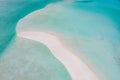 Beautiful aerial photo of exotic sandbank, idyllic tropical beach landscape, blue sea ripples and white sand. Abstract and relax Royalty Free Stock Photo