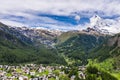 Beautiful aerial scenery of Zermatt Valley and Matterhorn Peak, Switzerland Royalty Free Stock Photo