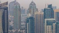 Beautiful aerial top view day to night transition timelapse of Dubai Marina Royalty Free Stock Photo