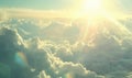 Beautiful aerial view above clouds at sunset Royalty Free Stock Photo