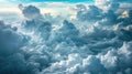 Beautiful aerial view above clouds at sunset, Beautiful cloudscape sunrise. AI-generated. Royalty Free Stock Photo