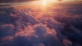 Beautiful aerial view above clouds at sunset, Beautiful cloudscape sunrise. AI-generated. Royalty Free Stock Photo