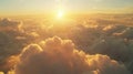 Beautiful aerial view above clouds at sunset, Beautiful cloudscape sunrise. AI-generated. Royalty Free Stock Photo