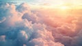 Beautiful aerial view above clouds at sunset, Beautiful cloudscape sunrise. AI-generated. Royalty Free Stock Photo