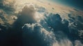 Beautiful aerial view above clouds at sunset, Beautiful cloudscape sunrise. AI-generated. Royalty Free Stock Photo