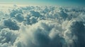 Beautiful aerial view above clouds at sunset, Beautiful cloudscape sunrise. AI-generated. Royalty Free Stock Photo