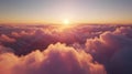 Beautiful aerial view above clouds at sunset, Beautiful cloudscape sunrise. AI-generated. Royalty Free Stock Photo