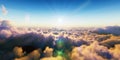 Beautiful aerial view above clouds sunset Royalty Free Stock Photo