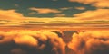 Beautiful aerial view above clouds sunset Royalty Free Stock Photo