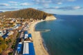 Beautiful aerial view of Arkhipo-Osipovka beach and coastline with mountains and sea, black sea coast, resort for Royalty Free Stock Photo