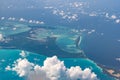 Beautiful aerial view of the Bahamas islands - Spanish Wells - turquoise seas and interesting clouds