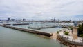 Beautiful aerial view of Balihai lighthouse port area