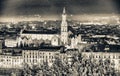 Beautiful aerial view of Basilica Santa Croce after sunset, Florence, Italy Royalty Free Stock Photo