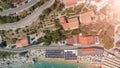 Beautiful aerial view of beach umbrellas in summer season, Cavoli Beach, Elba Island - Italy