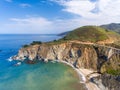 Beautiful aerial view of Big Sur coastline along Bixby Bridge, C Royalty Free Stock Photo