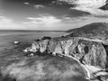 Beautiful aerial view of Big Sur coastline along Bixby Bridge, C Royalty Free Stock Photo