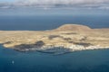 Beautiful aerial view of Caleta del Sebo, La Graciosa island, Canaries, Spain