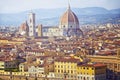 Beautiful aerial view of Cathedral Santa Maria Del Fiore with Giotto`s Campanile