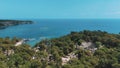 Beautiful Aerial View of Cleopatra Beach in Phaselis Kemer, Antalya, Turkey. Phaselis Ancient City in Kemer