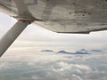 Beautiful aerial view of countryside during sunset from a Plane window Royalty Free Stock Photo