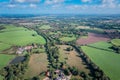 Beautiful aerial view of the Dinton Pastures Country Park, Black and White Swan Lake, and Winnersh Triangle Royalty Free Stock Photo