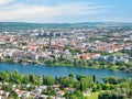 Beautiful aerial view with Donaustadt district and Danube river in Vienna, Austria