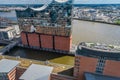 Aerial View on Elbphilharmonie in Hamburg. Summer city landscape. Royalty Free Stock Photo