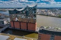 Aerial View on Elbphilharmonie in Hamburg. Summer city landscape. Royalty Free Stock Photo